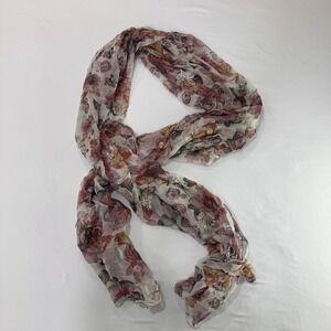 Floral Embroidered Dupatta Silk Women OS Pink Beaded Trim Cottagecore Fairy